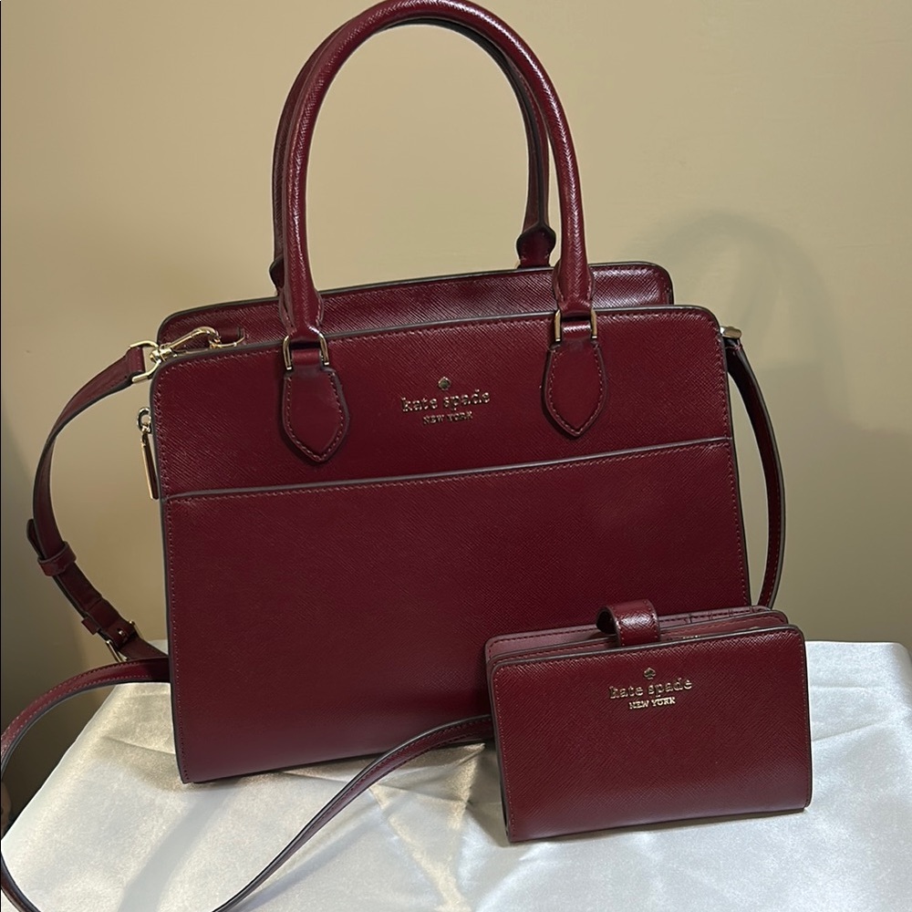 Kate Spade Deep Red Satchel and Wallet
